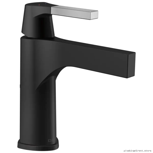 Zura Modern Single-Hole Chrome & Matte Black Bathroom Faucet - Image 3