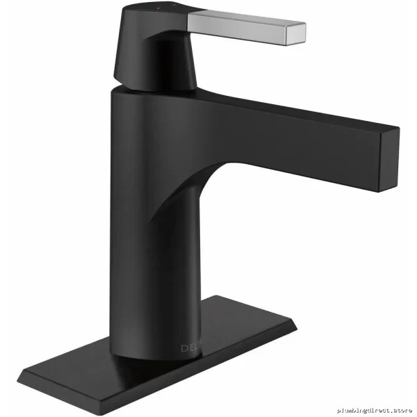 Zura Modern Single-Hole Chrome & Matte Black Bathroom Faucet - Image 4