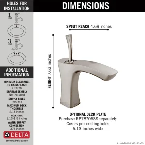 Modern Single-Hole Stainless Steel Bathroom Faucet - Tesla 552LF-SSLPU Delta
