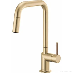 Modern Square Spout Pull Down Sprayer Faucet – No Handle Design in Brilliance Luxe Gold
