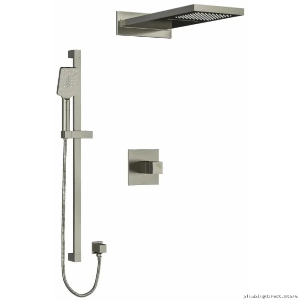 Modern Thermostatic Shower Faucet - Brushed Nickel Reflet KIT2745RFBN by RIOBEL
