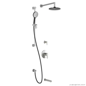 Thermostatic Shower System with Wall Mount - Kontour TD3 Modern Design in Black/Chrome