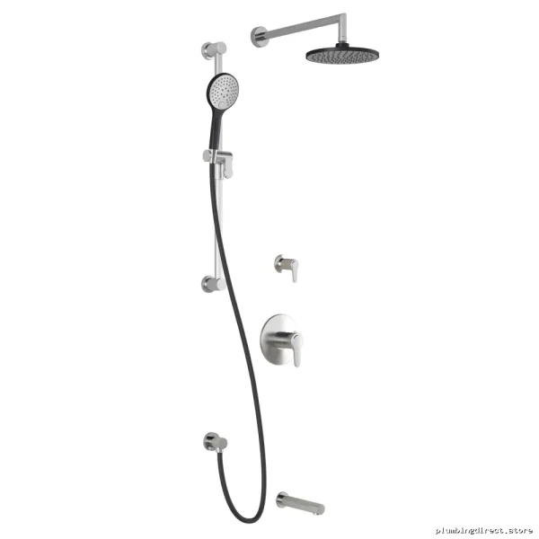 Thermostatic Shower System with Wall Mount - Kontour TD3 Modern Design in Black/Chrome