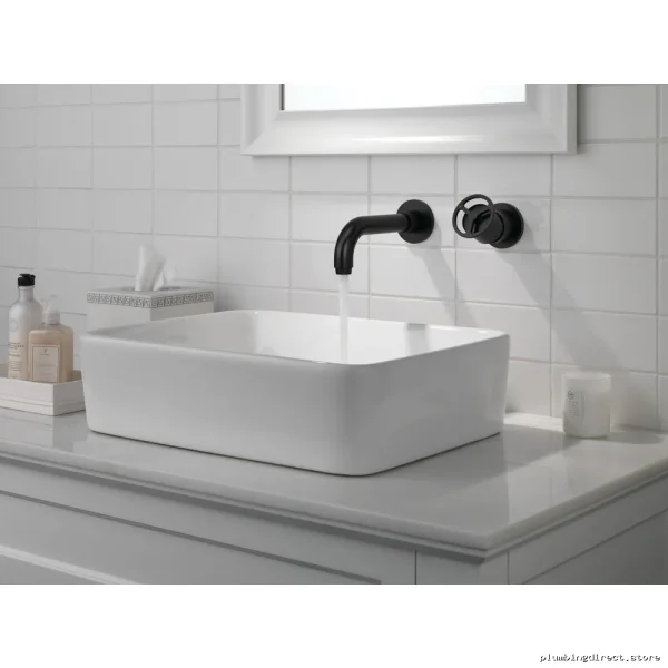 Trinsic Matte Black Wall Mount Bathroom Faucet Single Handle Trim with Modern Design - Image 2