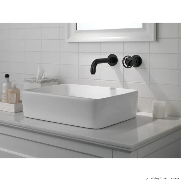 Trinsic Matte Black Wall Mount Bathroom Faucet Single Handle Trim with Modern Design - Image 3