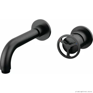 Trinsic Matte Black Wall Mount Bathroom Faucet Single Handle Trim with Modern Design