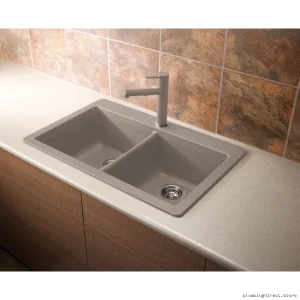 Stylish Horizon 2-Bowl Drop-In Silgranit Sink – Modern Truffle Finish