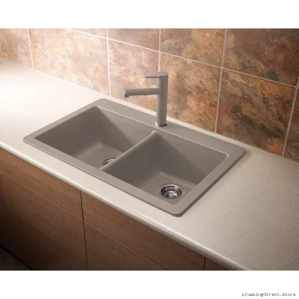 Stylish Horizon 2-Bowl Drop-In Silgranit Sink – Modern Truffle Finish