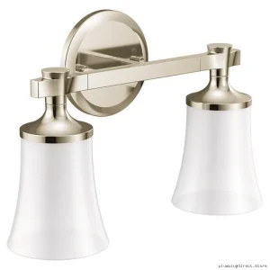 Modern Polished Nickel Two Globe Wall Sconce by Moen