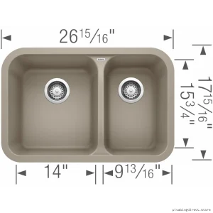 Modern 1.5 Bowl Undermount Kitchen Sink in Truffle - Vision U 401133 Silgranit