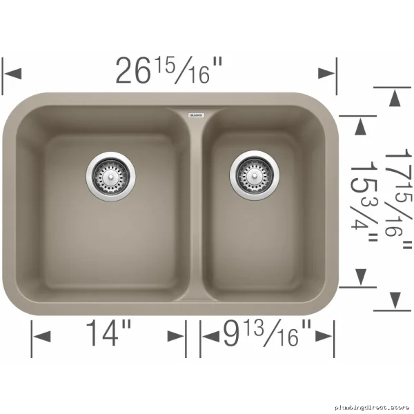Modern 1.5 Bowl Undermount Kitchen Sink in Truffle - Vision U 401133 Silgranit
