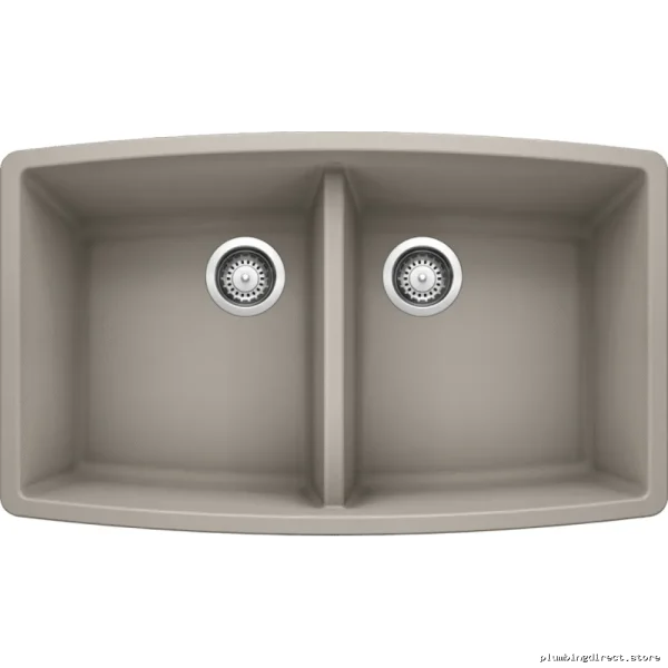 Performa U 2 Bowl Modern Undermount Sink | Premium Silgranit in Concrete Gray - Image 2