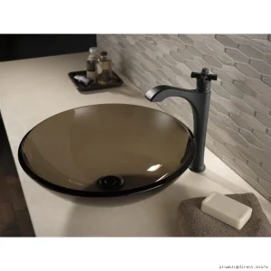 Modern Bathroom Vessel Sink Faucet with Cross-Handle Matte Black Finish - Dorval 757-BL-DST