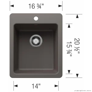 Modern Dual Mount Bar Sink Single Bowl Volcano Gray Liven Blanco 403672