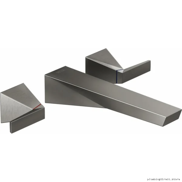 Modern Wall Mount 2-Handle Bathroom Faucet in Lumicoat Black Finish