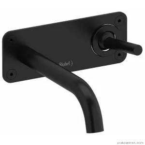 Modern Riu Wall-Mounted Joystick-Handle Bathroom Faucet 1.2 GPM Black RU11BK RIOBEL