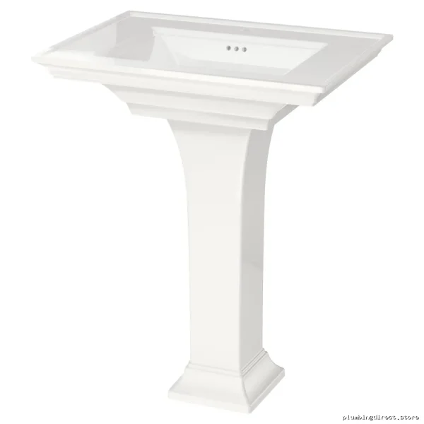 Town Square S Modern Single Hole Pedestal Sink - White - Image 3