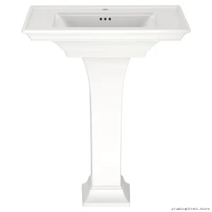 Town Square S Modern Single Hole Pedestal Sink - White