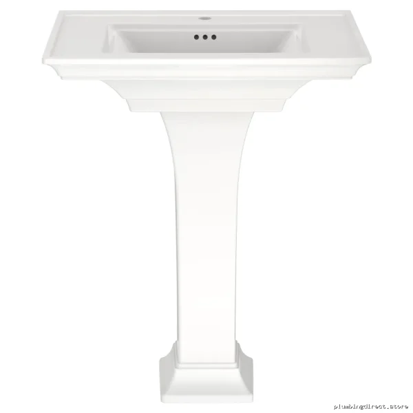 Town Square S Modern Single Hole Pedestal Sink - White