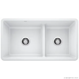 Modern 1.75 Bowl Undermount Silgranit Sink with Low Divide - White