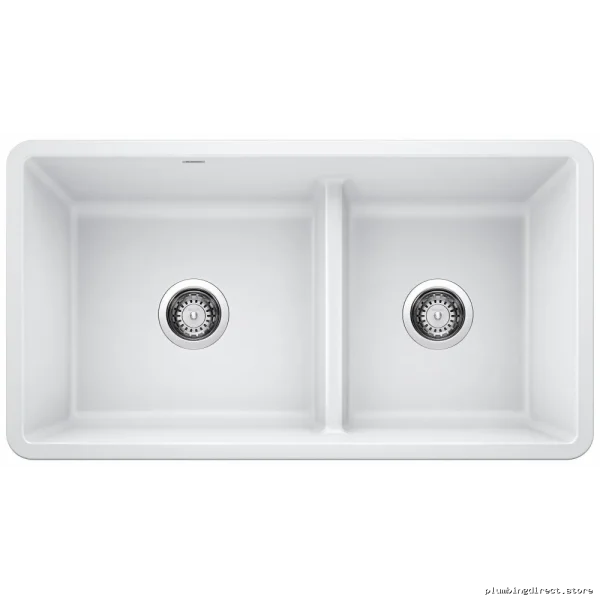 Modern 1.75 Bowl Undermount Silgranit Sink with Low Divide - White