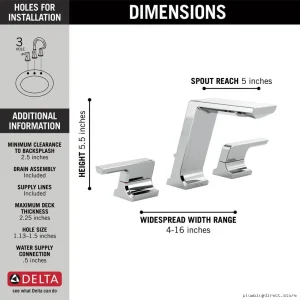 Modern Widespread Bathroom Faucet with Chrome Lumicoat Finish - Delta 3599LF-PR-MPU