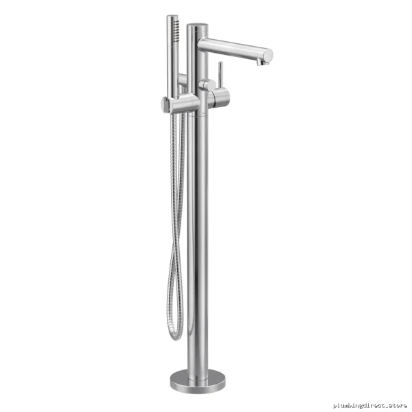 Chrome Floor Mount Tub Filler with Stainless Steel Faucet for Bathtub - Moen 395 - Image 2