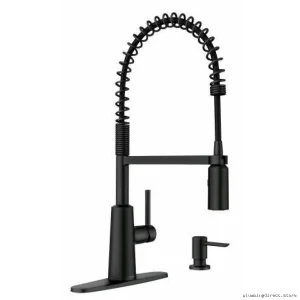 Moen 87897BL Matte Black Kitchen Faucet with Pulldown Spray and Built-in Soap Dispenser
