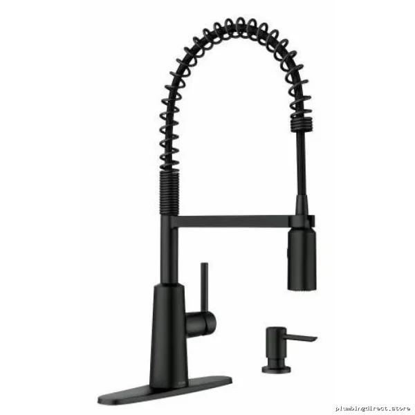 Moen 87897BL Matte Black Kitchen Faucet with Pulldown Spray and Built-in Soap Dispenser