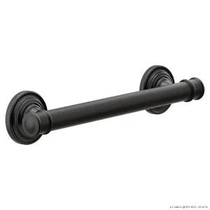 Moen Matte Black Designer Grab Bar - 12 Inch ADA Compliant YG6412BL