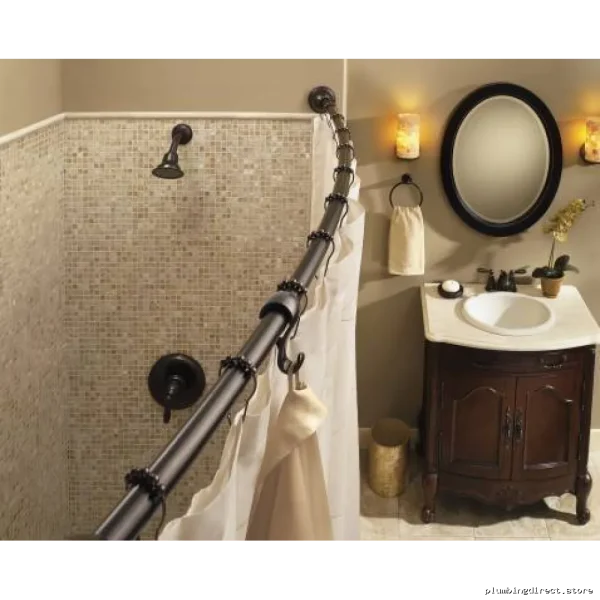 Adjustable Curved Shower Rod with Old World Bronze Finish - Moen DN2160OWB - Image 2