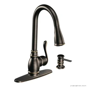 Moen Anabelle Kitchen Faucet - Pulldown Spray & Soap Dispenser, Mediterranean Bronze CA87003BRB