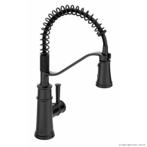 Moen Belfield Commercial Style Kitchen Faucet - Matte Black Spring Spray