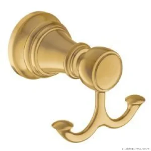 Stylish Double Robe Hook - Brushed Gold Bath Hook by Moen