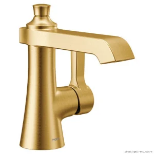 Moen S6981BG Brushed Gold High Arc Bathroom Faucet - Single Hole Design