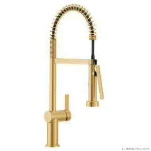 Moen Brushed Gold Kitchen Faucet with Pre-Rinse & Spring Pull-Down Spray