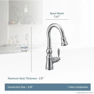 Moen Pull-Down Kitchen Bar Faucet in Brushed Gold Finish