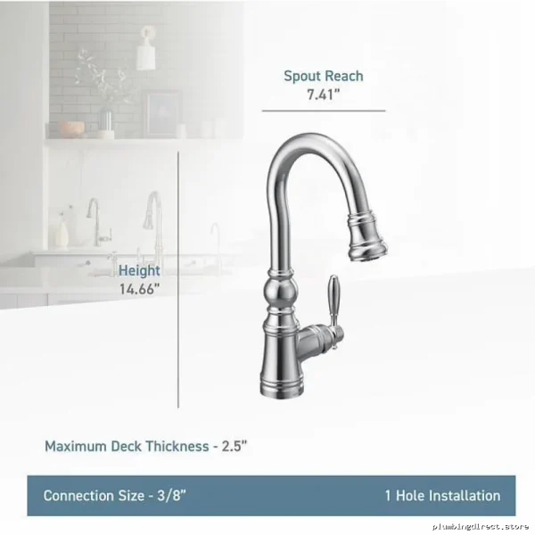Moen Pull-Down Kitchen Bar Faucet in Brushed Gold Finish