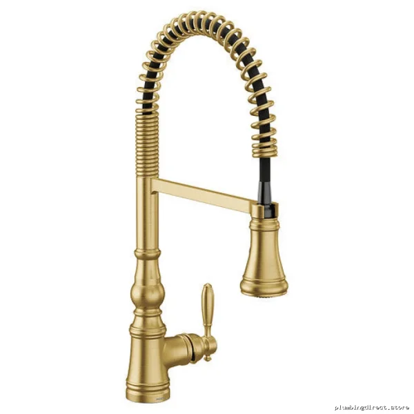 Moen Brushed Gold Pull-Down Kitchen Faucet with Pre Rinse - S73104BG - Image 2