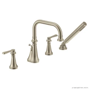 Moen Brushed Nickel Roman Tub Faucet with Hand Shower TS44504BN
