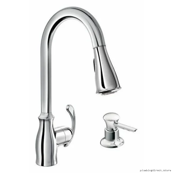 Moen Kipton Chrome Kitchen Faucet: Pulldown Spray & Built-In Soap Dispenser 87910
