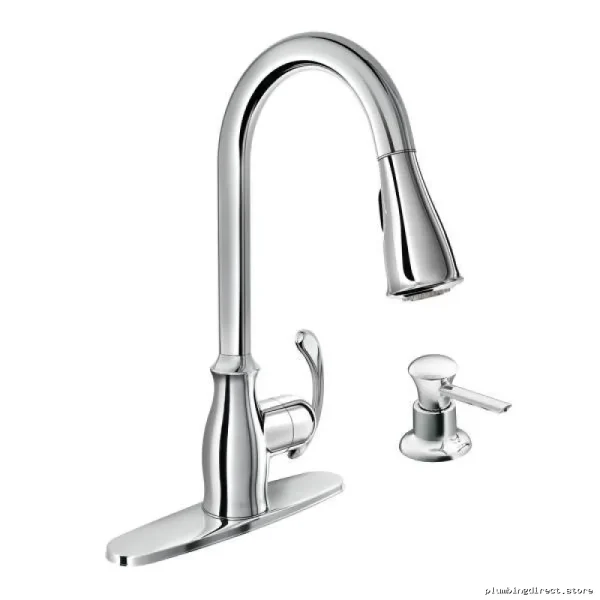 Moen Kipton Chrome Kitchen Faucet: Pulldown Spray & Built-In Soap Dispenser 87910 - Image 2