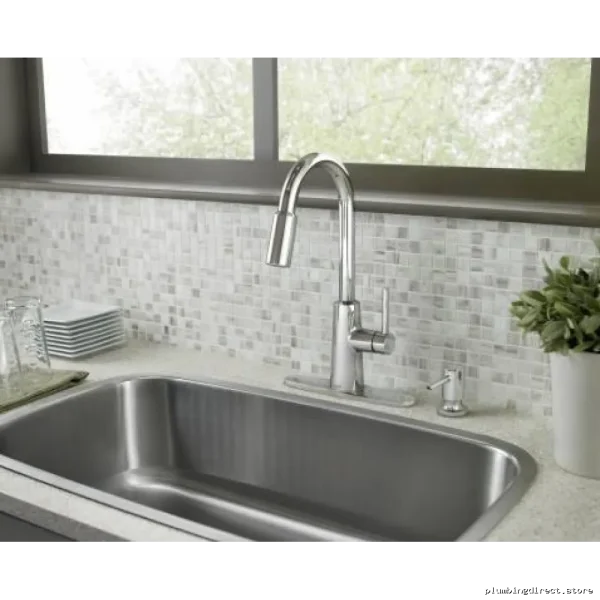 Versatile Kitchen Faucet with Pull-Down Spray & Soap Dispenser - Chrome Moen - Image 2