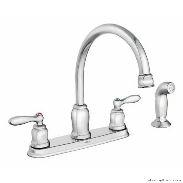 Moen Chrome Kitchen Faucet with 2-Handle & Pull-Out Spray Easy Install - Image 2