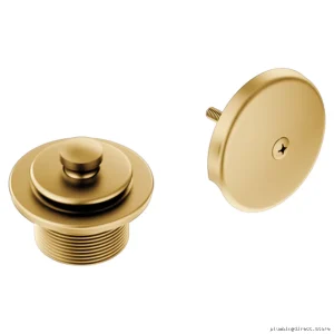 Easy-Install PushNLock Brushed Gold Tub Drain Kit by Moen