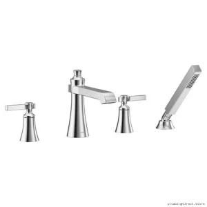 Flara Roman Tub Faucet & Hand Shower Pair - Chrome Finish TS928 Moen