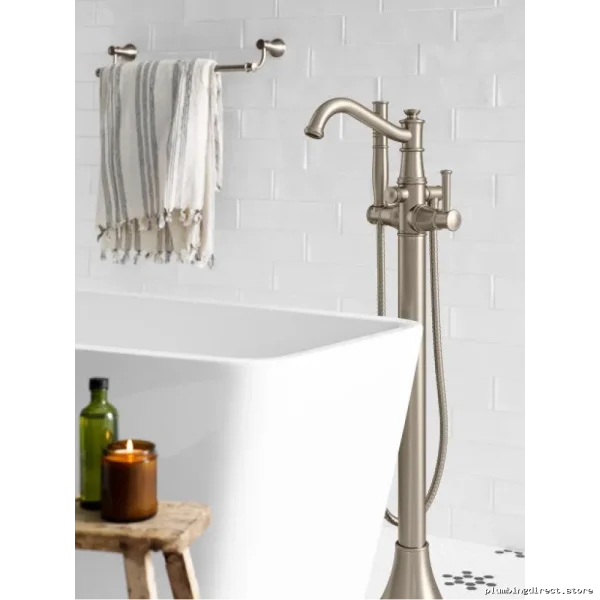 Moen Brushed Nickel Tub Filler with Handheld Shower - Floor Mount Design - Image 3