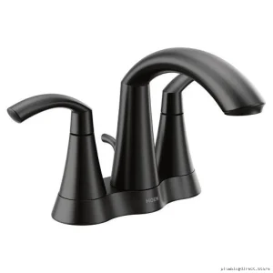 Moen Glyde Centerset Matte Black Modern Design Bathroom Faucets Model No. #GlydeCentersetMatteBlackFaucets