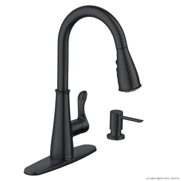 Moen Hadley Kitchen Faucet - Triple Action with Pulldown Spray & Soap Dispenser | Matte Black Model