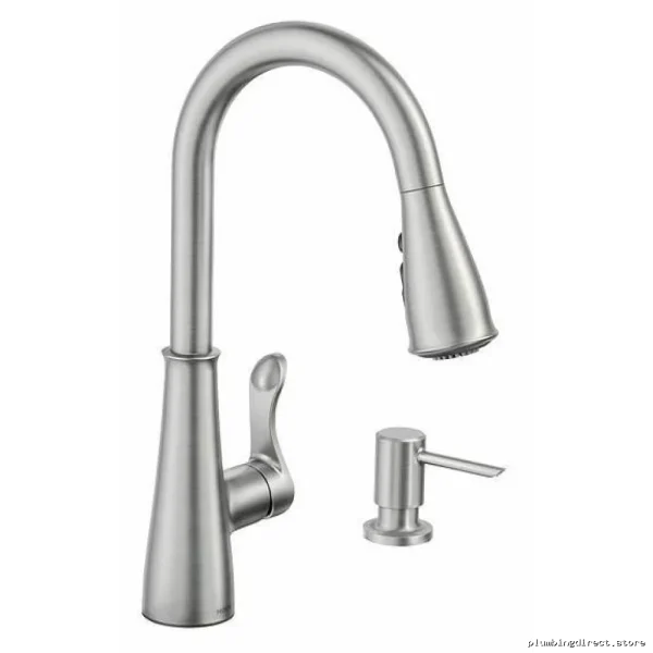 Moen Hadley Pull-Down Kitchen Faucet with Soap Dispenser & Spot Resistant Stainless - Image 2